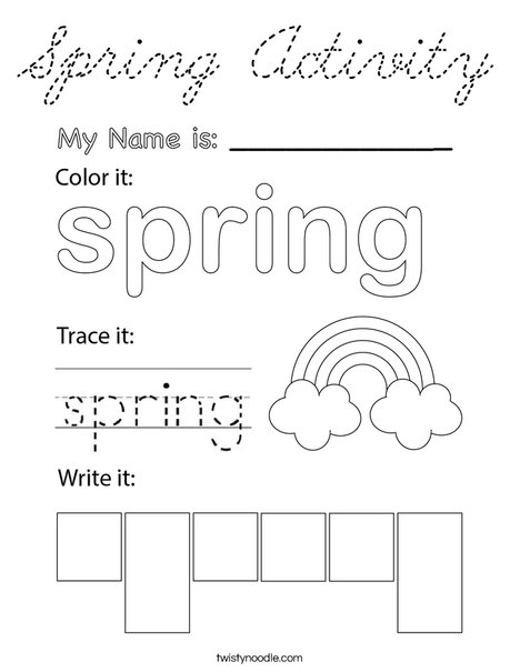 Spring Activity Coloring Page