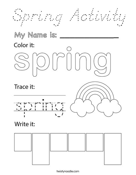 Spring Activity Coloring Page