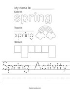 Spring Activity Handwriting Sheet
