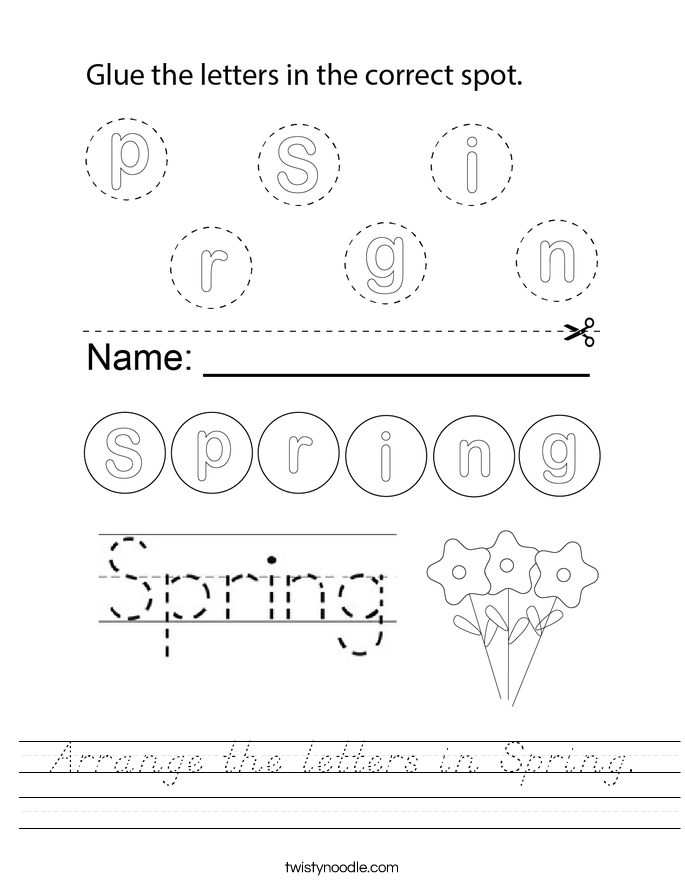 Arrange the letters in Spring. Worksheet
