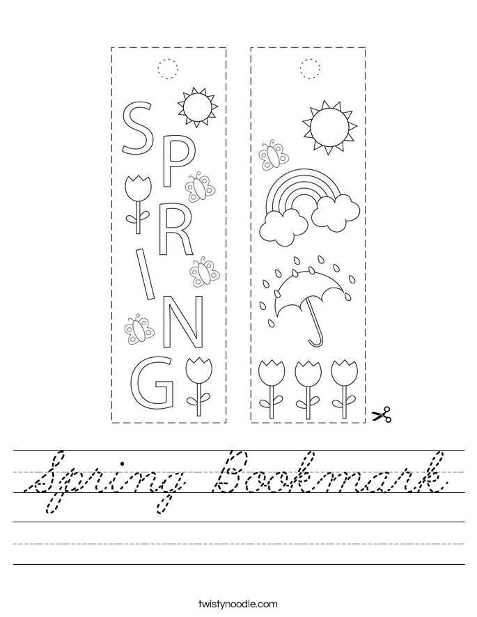 Spring Bookmark Worksheet