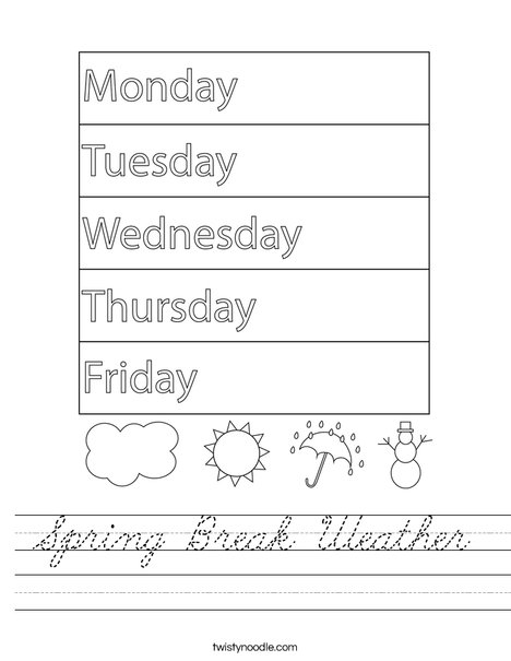 Spring Break Weather Worksheet