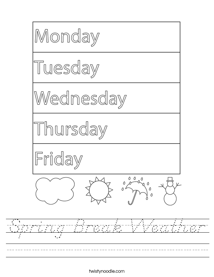 Spring Break Weather Worksheet