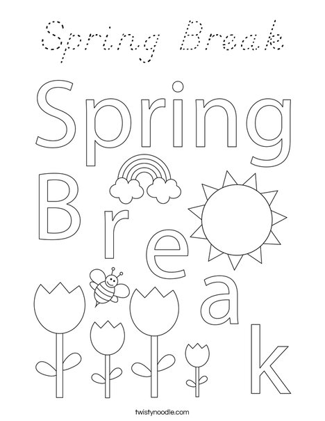 Spring Break Coloring Page