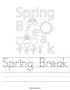 Spring Break Handwriting Sheet