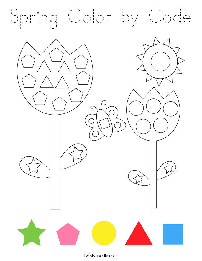 Spring Color by Code Coloring Page
