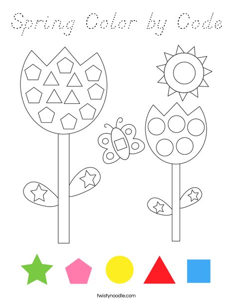 Spring Color by Code Coloring Page