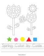 Spring Color by Code Handwriting Sheet