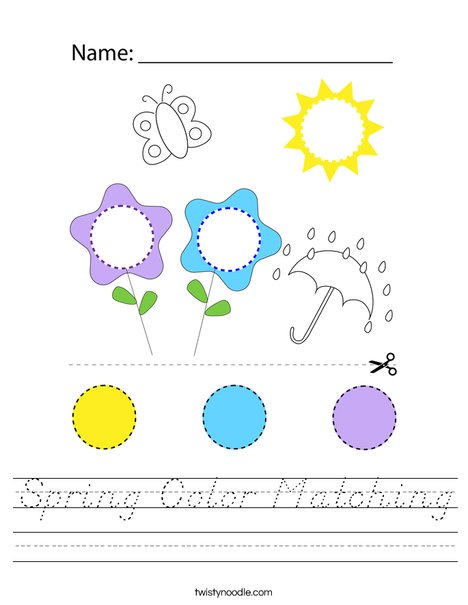 Spring Color Matching Worksheet