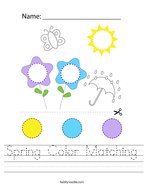 Spring Color Matching Handwriting Sheet