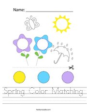 Spring Color Matching Handwriting Sheet