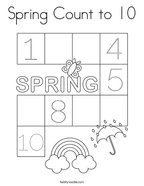 Spring Count to 10 Coloring Page