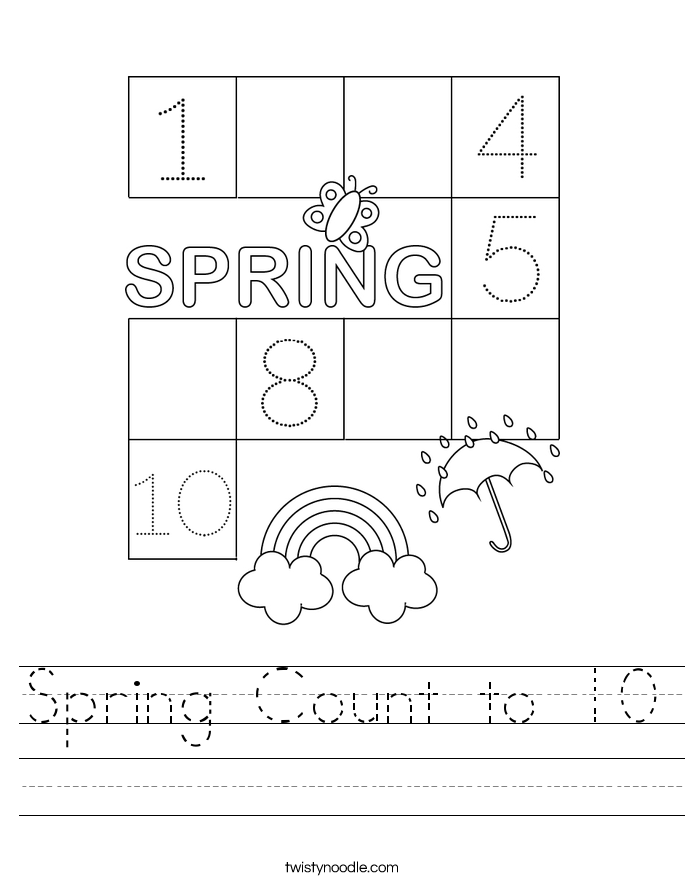 Spring Count to 10 Worksheet