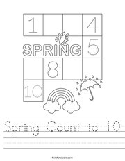 Spring Count to 10 Handwriting Sheet