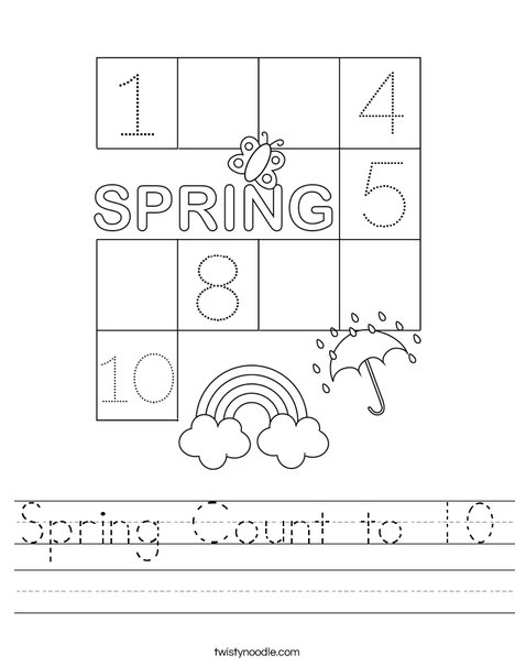 Spring Count to 10 Worksheet
