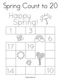Spring Count to 20 Coloring Page