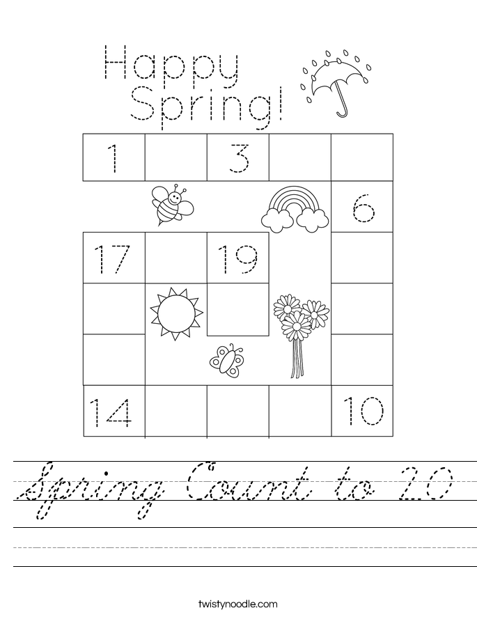 Spring Count to 20 Worksheet