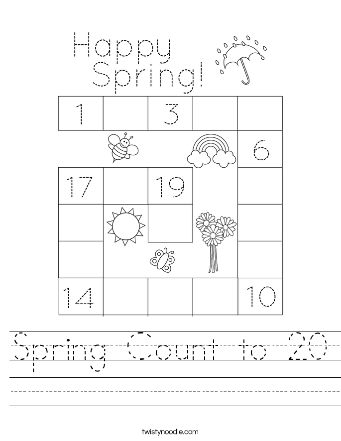 Spring Count to 20 Worksheet