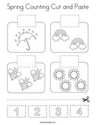 Spring Counting Cut and Paste Coloring Page