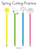 Spring Cutting Practice Coloring Page