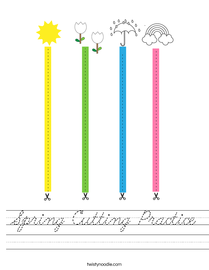 Spring Cutting Practice Worksheet