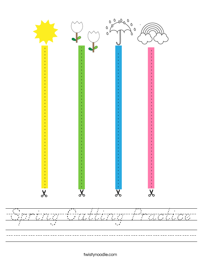 Spring Cutting Practice Worksheet
