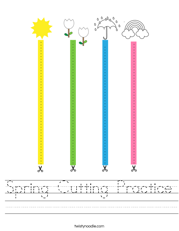 Spring Cutting Practice Worksheet