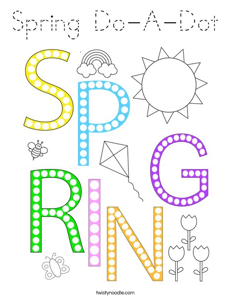 Spring Do-A-Dot Coloring Page - Tracing - Twisty Noodle