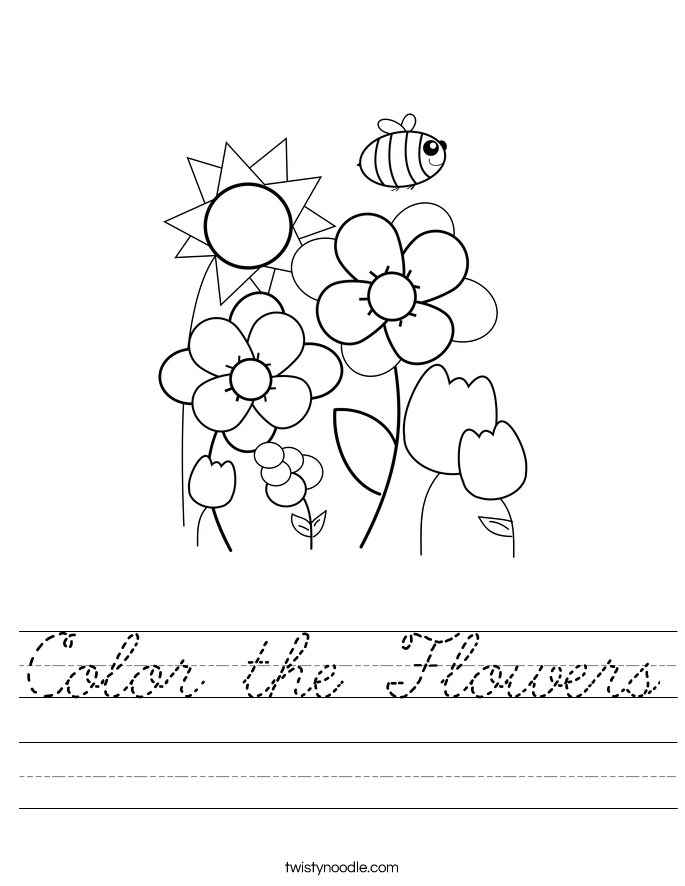 Color the Flowers Worksheet