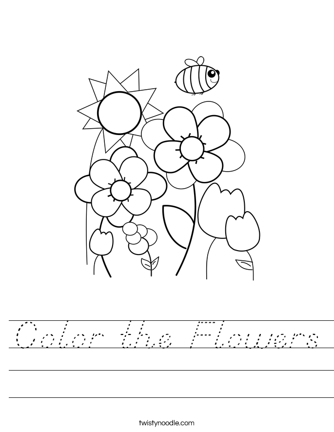 Color the Flowers Worksheet