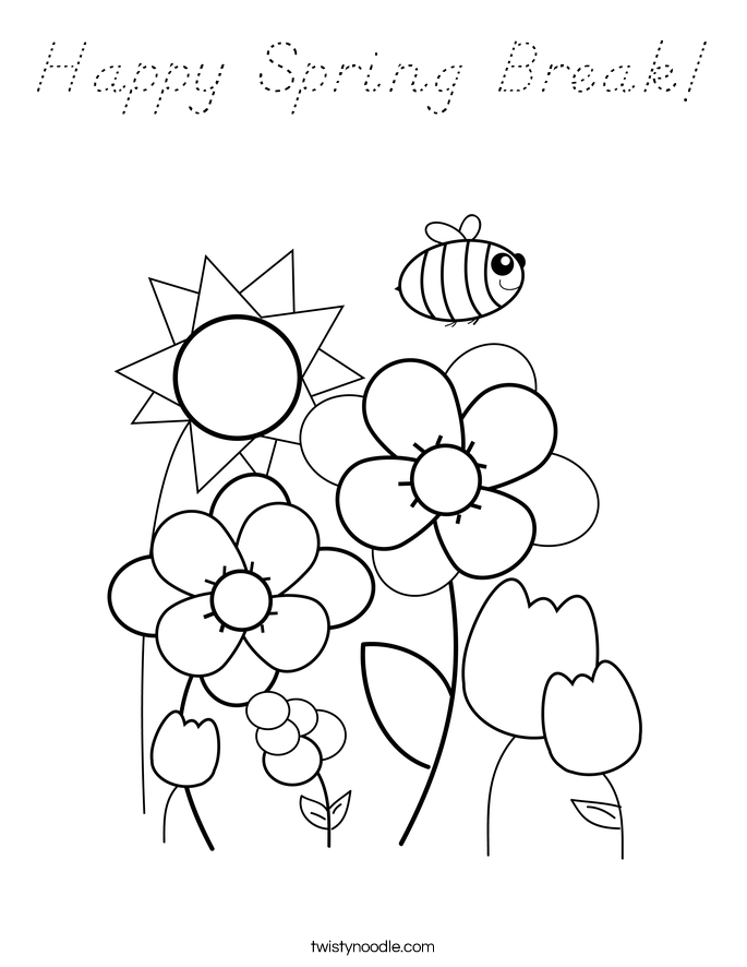 Happy Spring Break! Coloring Page