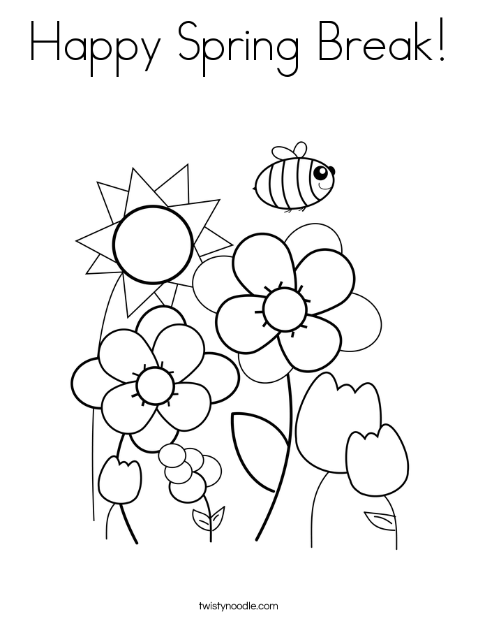 Happy Spring Break! Coloring Page