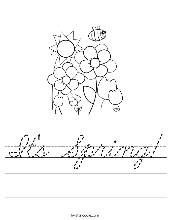 It's Spring Worksheet - Cursive - Twisty Noodle