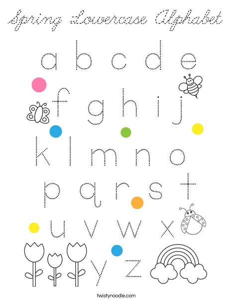 Download Spring Lowercase Alphabet Coloring Page - Cursive - Twisty ...