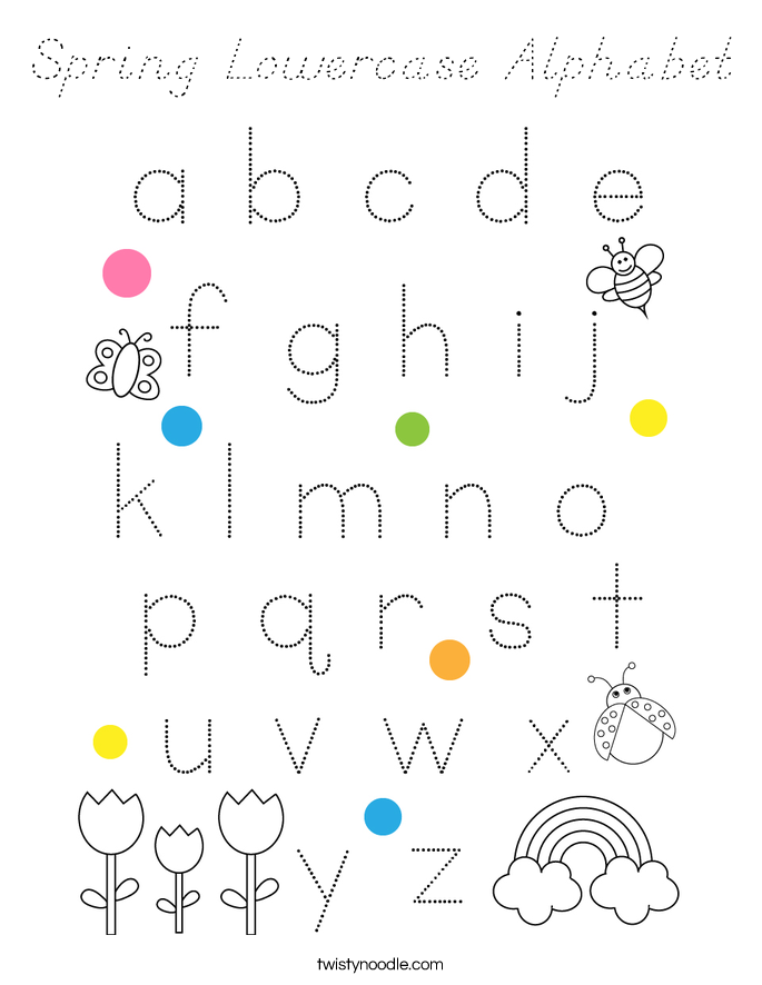 Spring Lowercase Alphabet Coloring Page