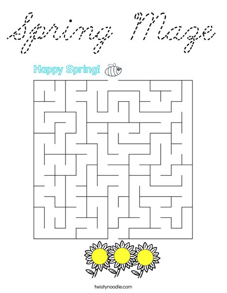 Spring Maze Coloring Page