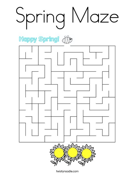 spring maze coloring page  twisty noodle