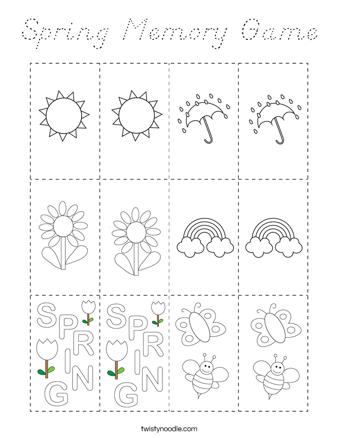Spring Memory Game Coloring Page