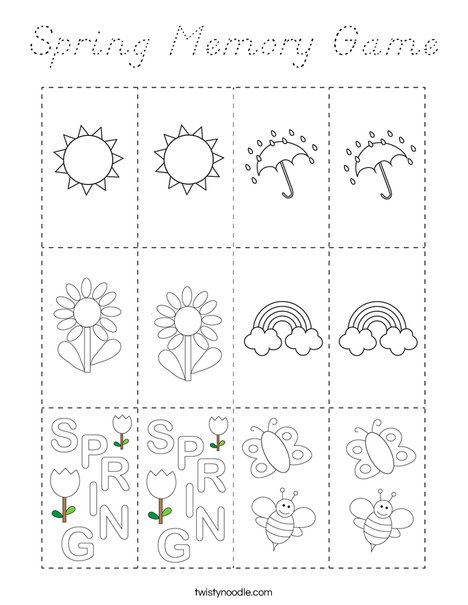 Spring Memory Game Coloring Page