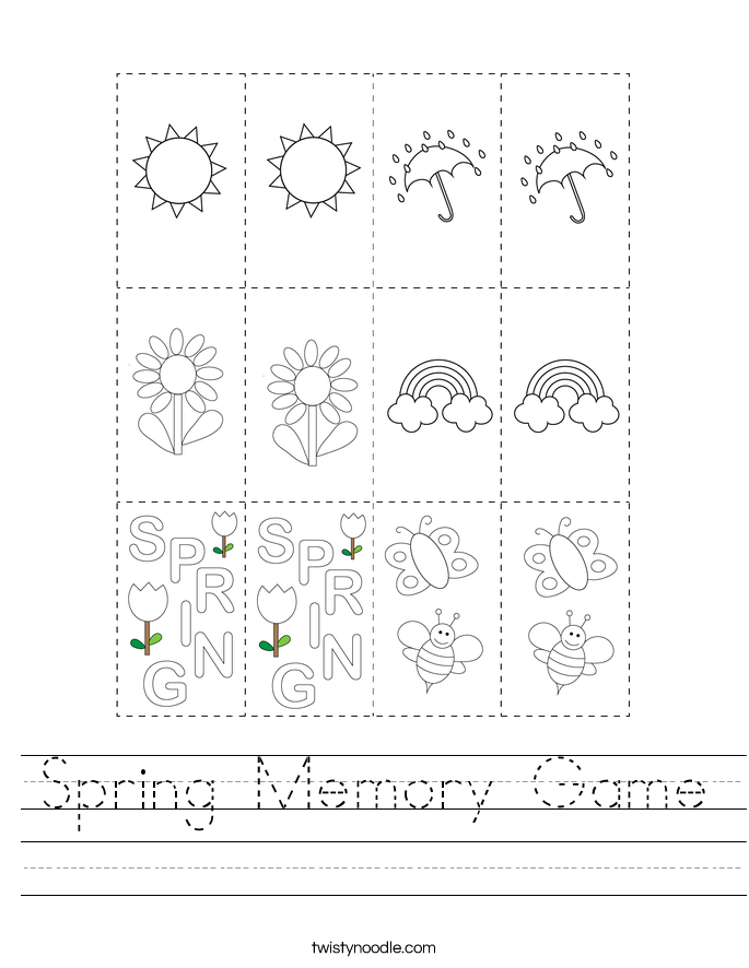 Spring Memory Game Worksheet