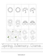 Spring Memory Game Handwriting Sheet