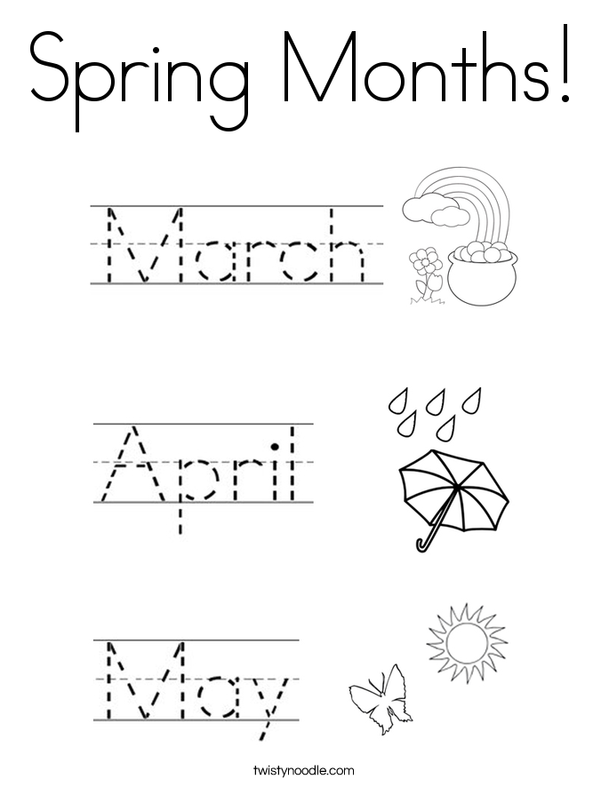 spring months coloring page twisty noodle