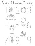 Spring Number Tracing Coloring Page
