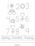 Spring Number Tracing Worksheet