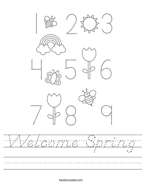Spring Number Tracing Worksheet