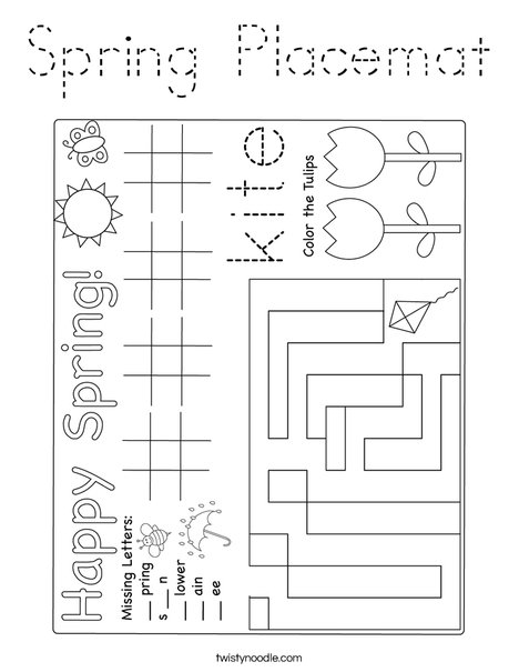 Spring Placemat Coloring Page
