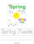 Spring Puzzle Handwriting Sheet