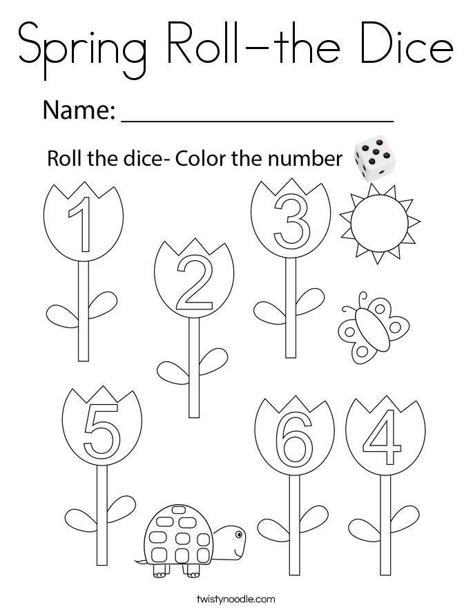 Spring Roll-the Dice Coloring Page