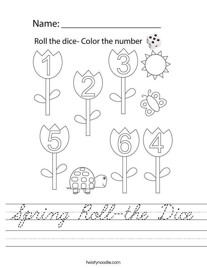 Spring Roll-the Dice Worksheet
