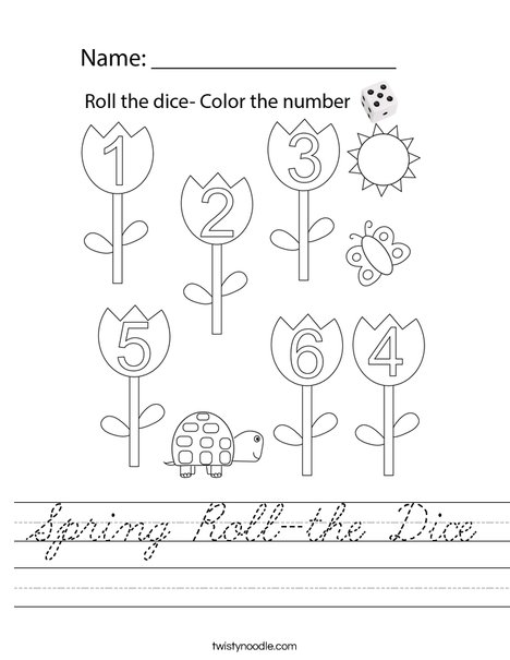 Spring Roll-the-Dice Worksheet
